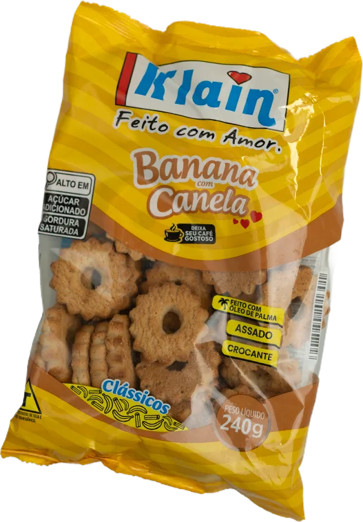 Pacote de biscoito de banana com canela